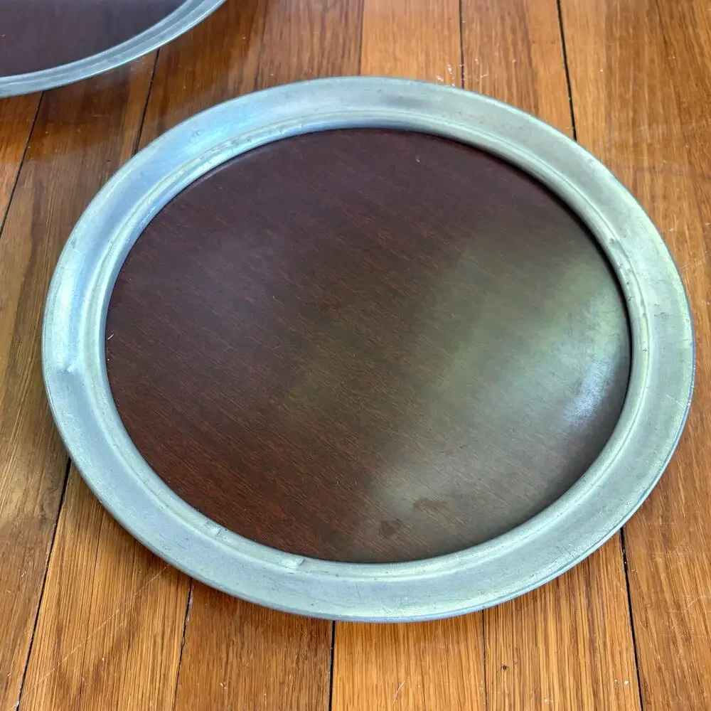 1940s Distinctive American Pewter Formica  Vintage Cocktail Trays Set of 2